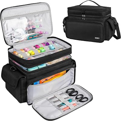 LEFOR Z Extra Large Sewing Box Double-Layer Organizer Bag Black
