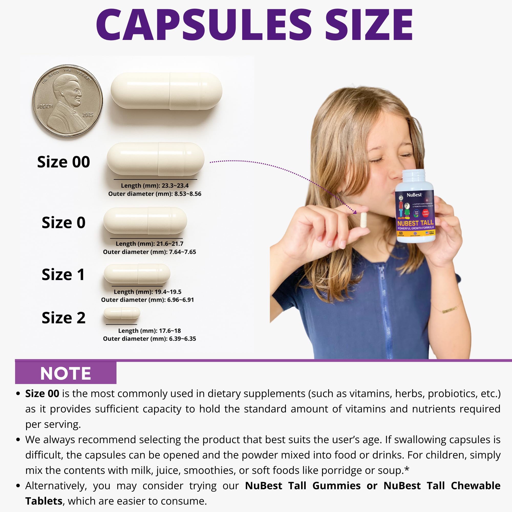 NuBest Tall | Support Bone Strength, Bone Health, Enhanced Immune and Whole Body Wellness with Calcium, Collagen, and Herbs for Ages 5+ & Teens | 60 Capsules