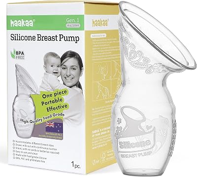 haakaa Silicone Manual Breast Pump 4oz Food Grade Adjustable Suction