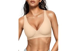 OEAK Womens Deep V Bras Wireless Comfortable Bra Supportive No Underwire Bras Tshirt Push Up Bralettes Plunge Seamless Bra