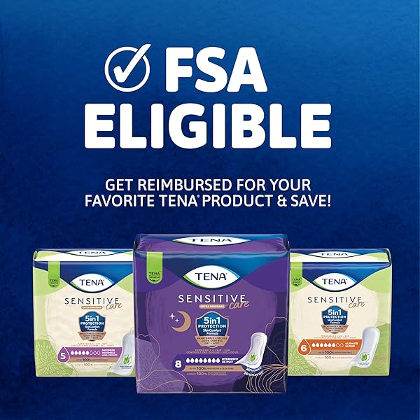 TENA SENSITIVE CARE INCONTINENCE PADS, BLADDER CONTROL & POSTPARTUM FOR WOMEN, OVERNIGHT ABSORBENCY, EXTRA COVERAGE, 90 COUNT