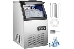 Topdeep Commercial Ice Maker Machine 150LBS/24H with 33LBS Storage Capacity, Stainless Steel Freestanding Ice Machine Automatic Operation- Ideal for Home, Restaurants, Bars Ice Making