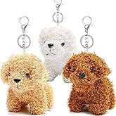Anboor 3pcs Small Stuffed Animals—4.8 Inch Cute Puppy Dog Plush Stuffed Animal with Keychain for Party Favors (Brown,White,Light Brown)