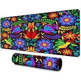 Mexican Gaming Mouse Pad for Home Office Game Studio 31.5x11.8x0.12 Inches | Colorful Mexican Floral Ornate Ethnic Rubber Mouse Pad for Home Office Game Studio Anti Skidding