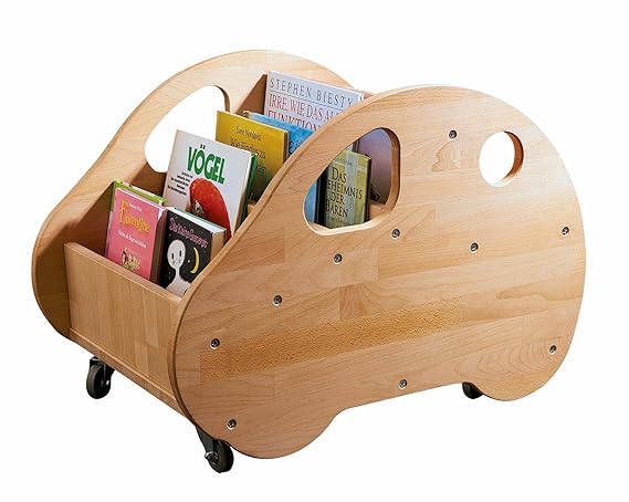 Profi BÜCHERTAXI aus Holz auf Rädern