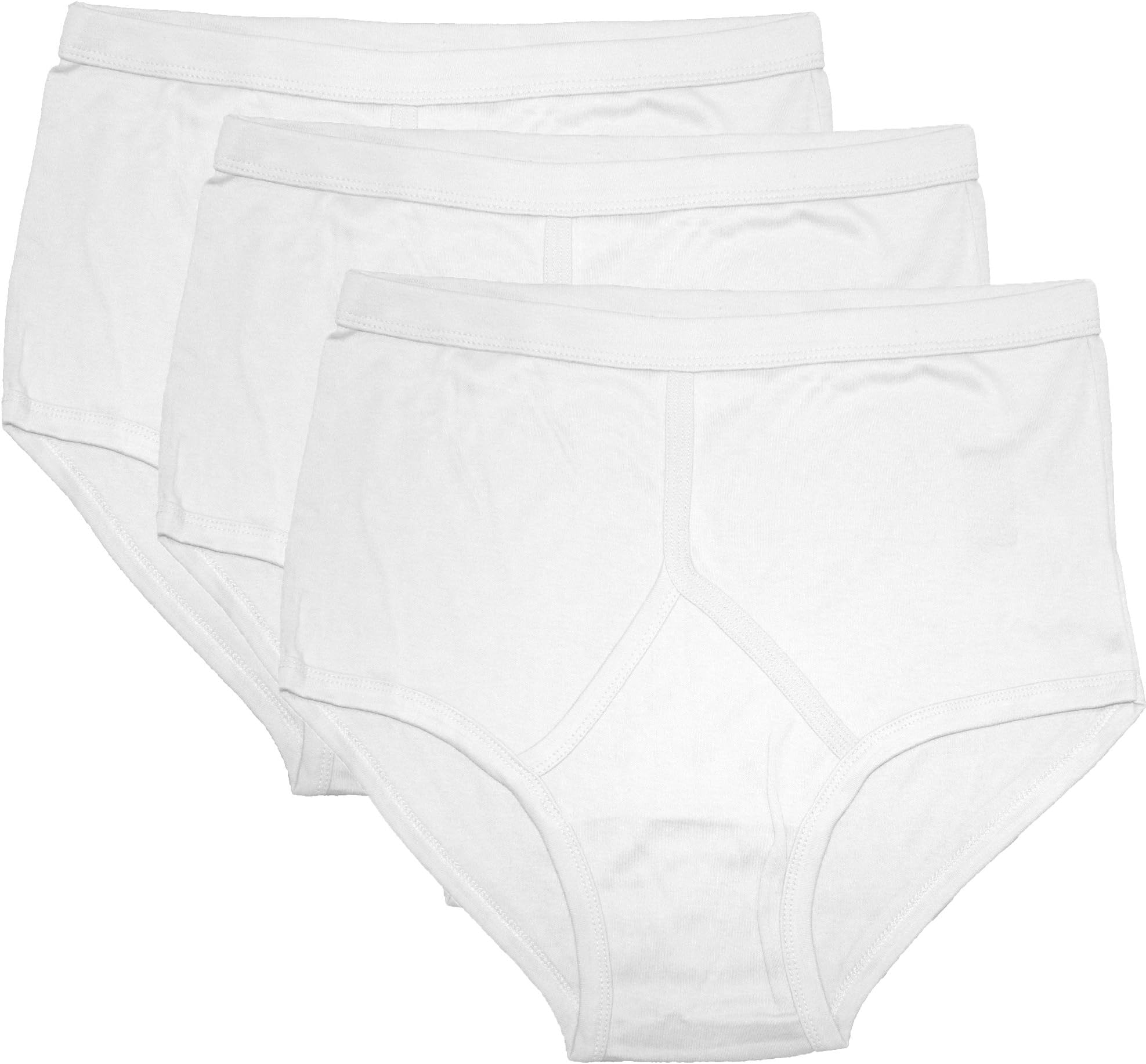 Fenside Country Clothing Mens Y-Front Briefs 3 Pack White Cotton Plus Size Comfortable & Durable