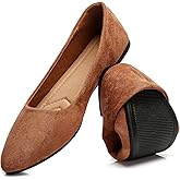 HEAWISH Women’s Black Flats Shoes Comfortable Suede Pointed Toe Slip On Casual Ballet Flats Dress Shoes Nude Flats