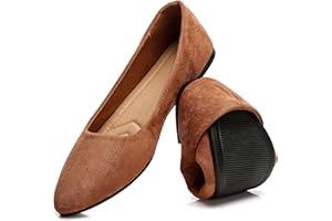 HEAWISH Women’s Black Flats Shoes Comfortable Suede Pointed Toe Slip On Casual Ballet Flats Dress Shoes Nude Flats