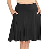 STRETCH IS COMFORT Women's and Plus Knee Length and MIDI A-Line Skirt w/Pockets