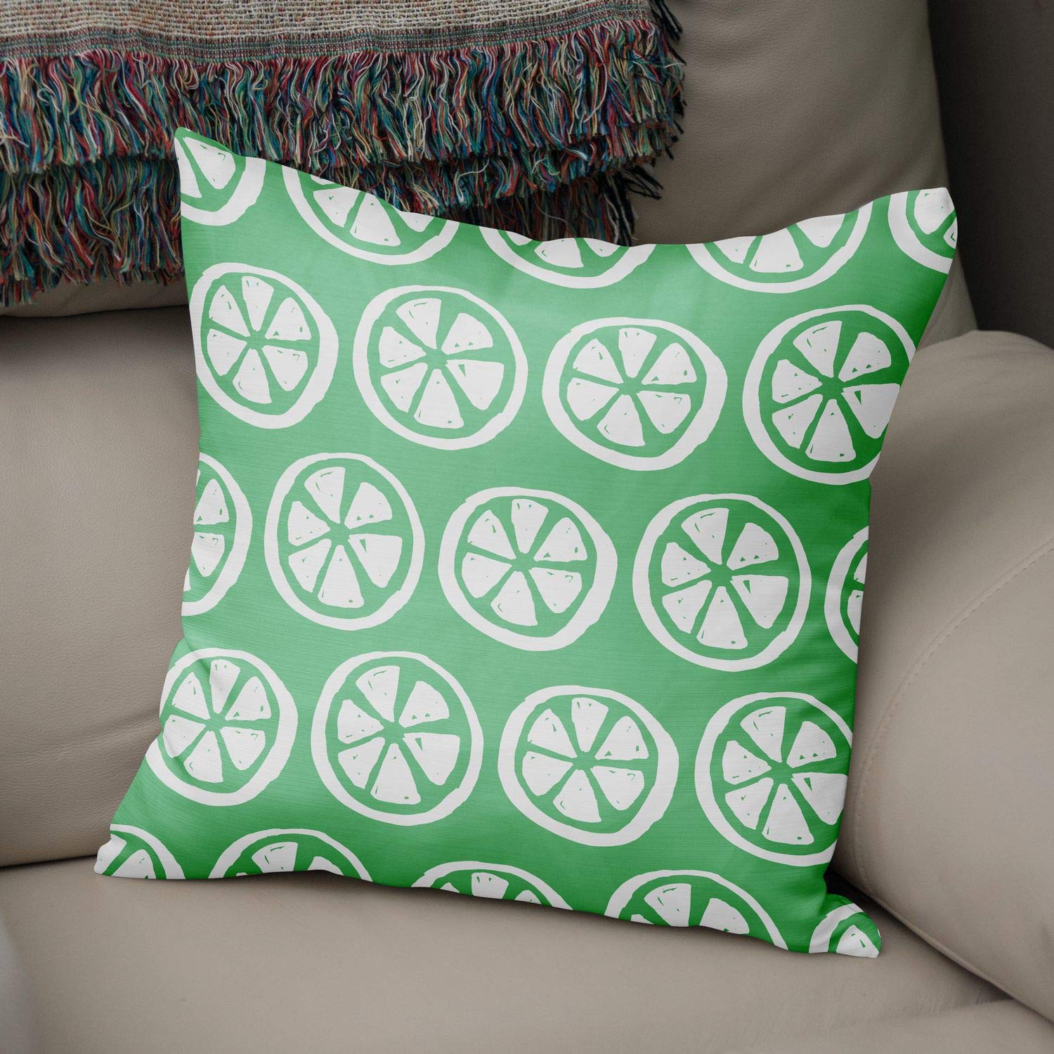 Bonamaison Decorative Cushion Cover, Polycotton, Green, Standard