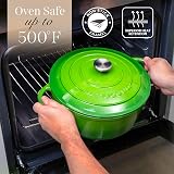 nuovva Enamelled Cast Iron Dutch Oven 5 Quart Green 24cm Lid view 5