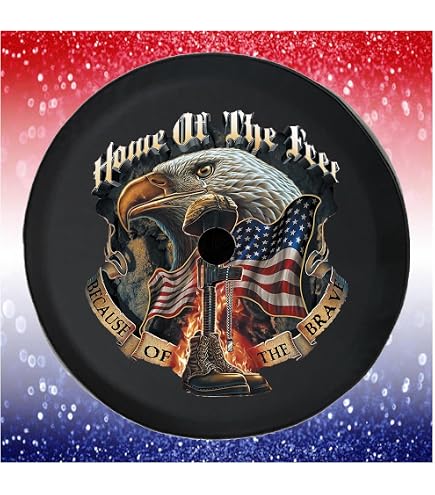 Spare Tire Cover Bald Eagle American Flag Design - Decorative Waterproof Cover For Trucks, SUVs, RVs (14") - View #8