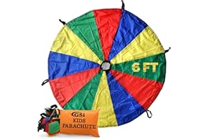 GSi Kids Play Parachute Rainbow Parachute Toy Tent Game for Kids Gymnastics Cooperative Play and Outdoor Playground Activitie
