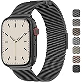 SWITCHEASY Mesh Magnetic Apple Watch Band - For Apple Watch Series 10, 9, 8, SE, 7, 6 Mesh Loop for 42mm 41mm 40mm 38mm iWatch for Women (Black)