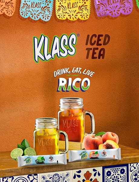 KLASS ICED TEA DRINK MIX – SUGAR FREE VARIETY PACK – PEACH & LIME BLACK TEA ON-THE-GO! (44 COUNT POWDER STICK PACKS) 5 CALORIES PER PACKET