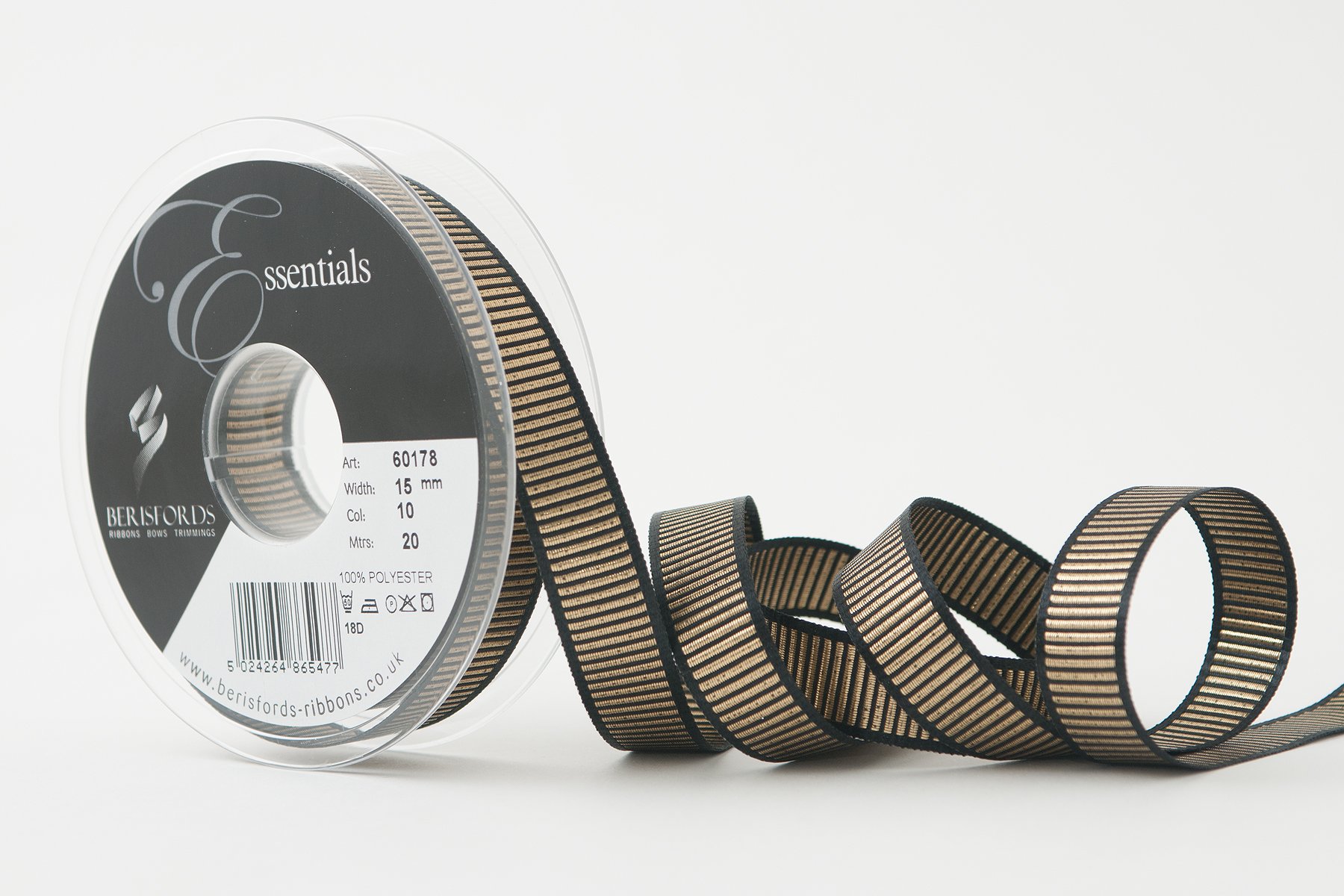 Berisfords Ribbon, Black, 15 mm