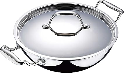 Bergner Triply Argent Kadai with Lid, Silver