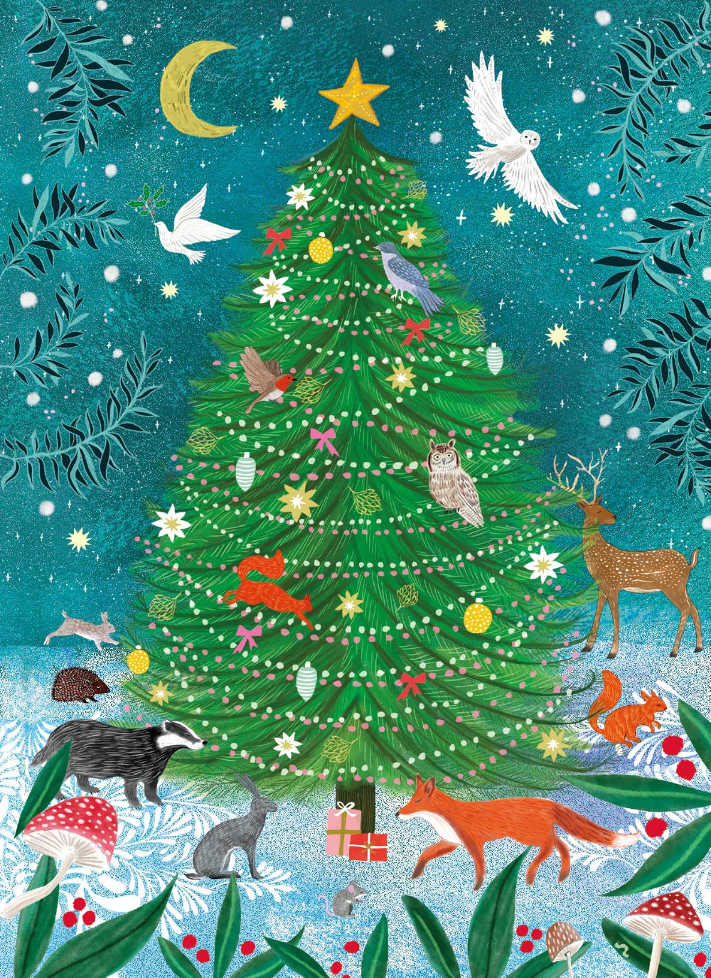 Museums & Galleries Charity Christmas Cards - Forest Wildlife Christmas Tree - Eco-Friendly and Recyclable - Pack of 8 Cards