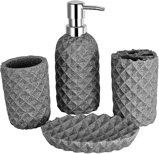 Syndecho 4 Grau Badezimmer Zubehor Set Kunstharz Bad Set Seifenschale Seifenspender Zahnburstenhalter Becher Bad Ensemble Badezimmer Zubehor Collection Set Geschenk Box Amazon De Kuche Haushalt