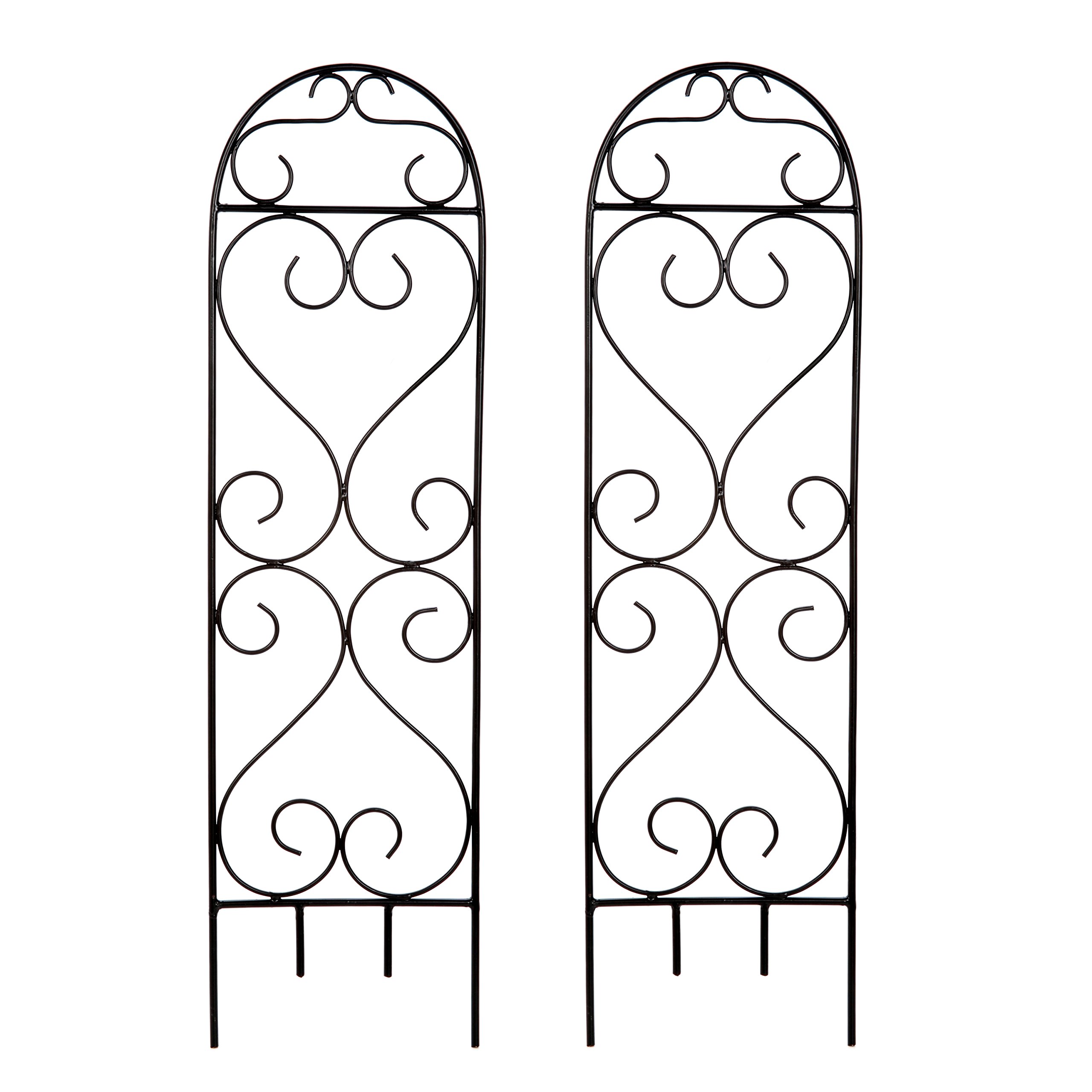 Hosley® Elevate Your Garden: Set of 2 Scroll Planter Trellis, 27 Inch High, Elegant Metal Supports for Climbing Plants. Stylish Outdoor Decor for Your Plants