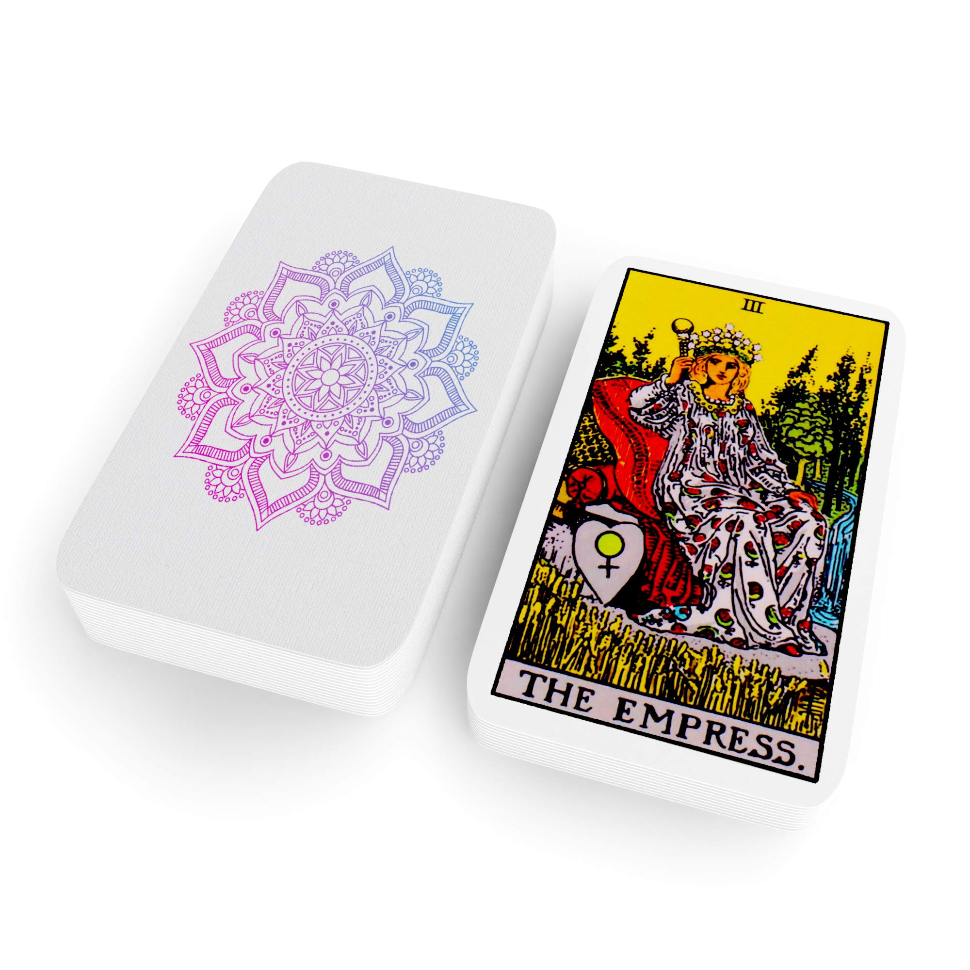 Sagesight Classic Tarot Cards Deck with Guidebook & Premium Linen Carry Bag - Original Pamela Colman Smith Artwork - Vibrant Ink & Rich Colors - Durable Tarot Cards for All Skill Levels (Cream)