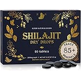 Pure Shilajit Resin Dry Drops - High Potency, Grade A, 100% Pure with Fulvic Acid & 85+ Trace Minerals for Better Energy Metabolism & Immune Support | 60 Easy-to-Take Tablets for Men & Women