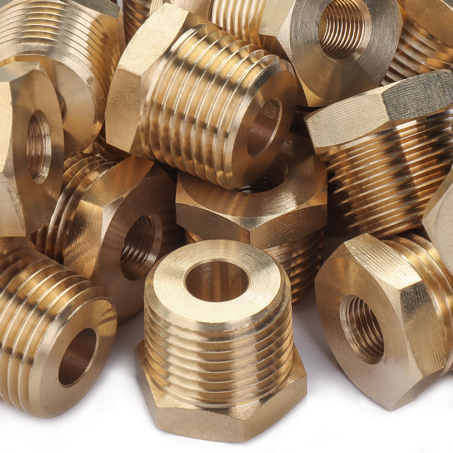 LTWFITTING Brass Pipe 1/2-Inch Male BSPT x 1/8-Inch Female BSPP Hex Bushing Reducer Fittings Fit for Steampunk Sconce, Water Temp Sensor (Pack of 25)
