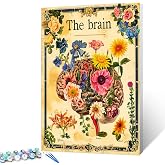 Aihonmin The Brain Paint by Number Kits for Adults,Vintage Floral Human Poster Canvas,Floral Paint by Number Set with Brushes and Acrylic,Home Wall Decor Without Framed Canvas Prints 16x20 Inch