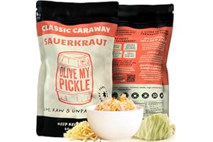Olive My Pickle Fermented Sauerkraut Organic - 32 oz | 2-Pack Bundle of Probiotic Classic Caraway Organic Sauerkraut with Natural Probiotics for Gut Health - Great for Sandwiches, Salads, Meat