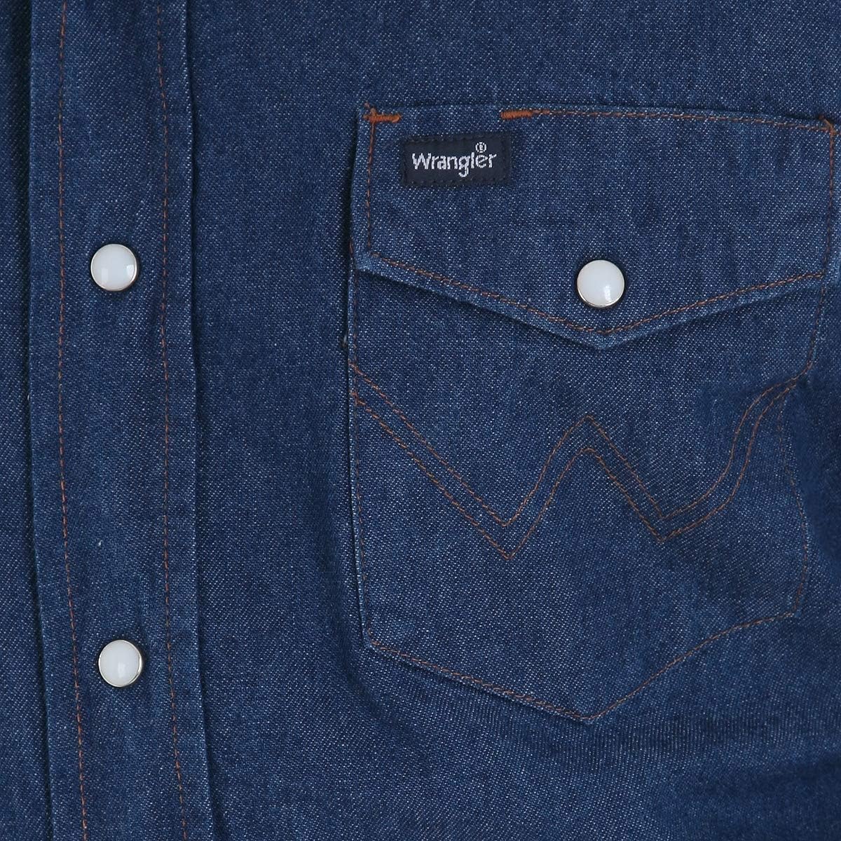 Wrangler Men's Western Long Sleeve Snap Firm Finish Work Shirt at  Men’s Clothing store