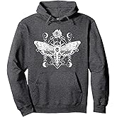 Moon Phases Moth Occult Rose Witchcraft Magic Occult Gothic Pullover Hoodie