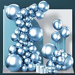 PartyWoo Metallic Light Blue Balloons, 140 pcs