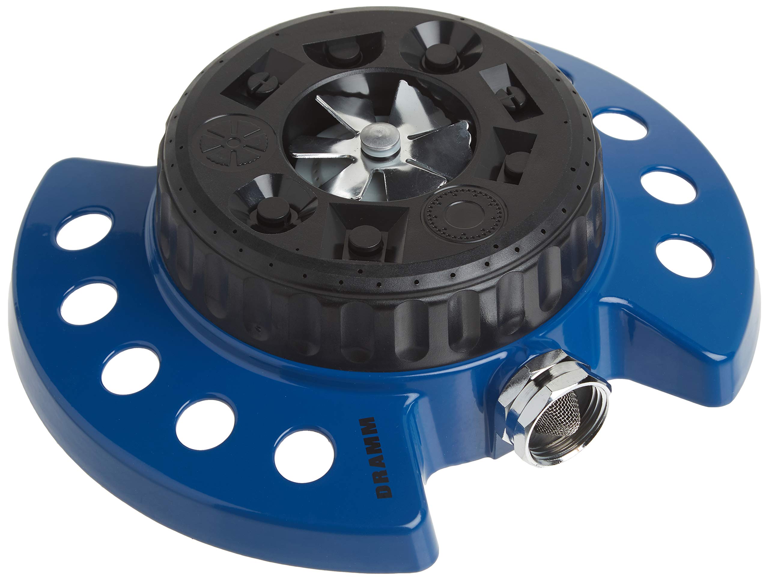 DRAMM 15025 ColorStorm 9-Pattern Turret Sprinkler with Heavy-Duty Metal Base, Blue