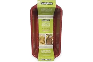 casaWare Loaf Pan 9 x 5-Inch Ceramic Coated Non-Stick (Red Granite)