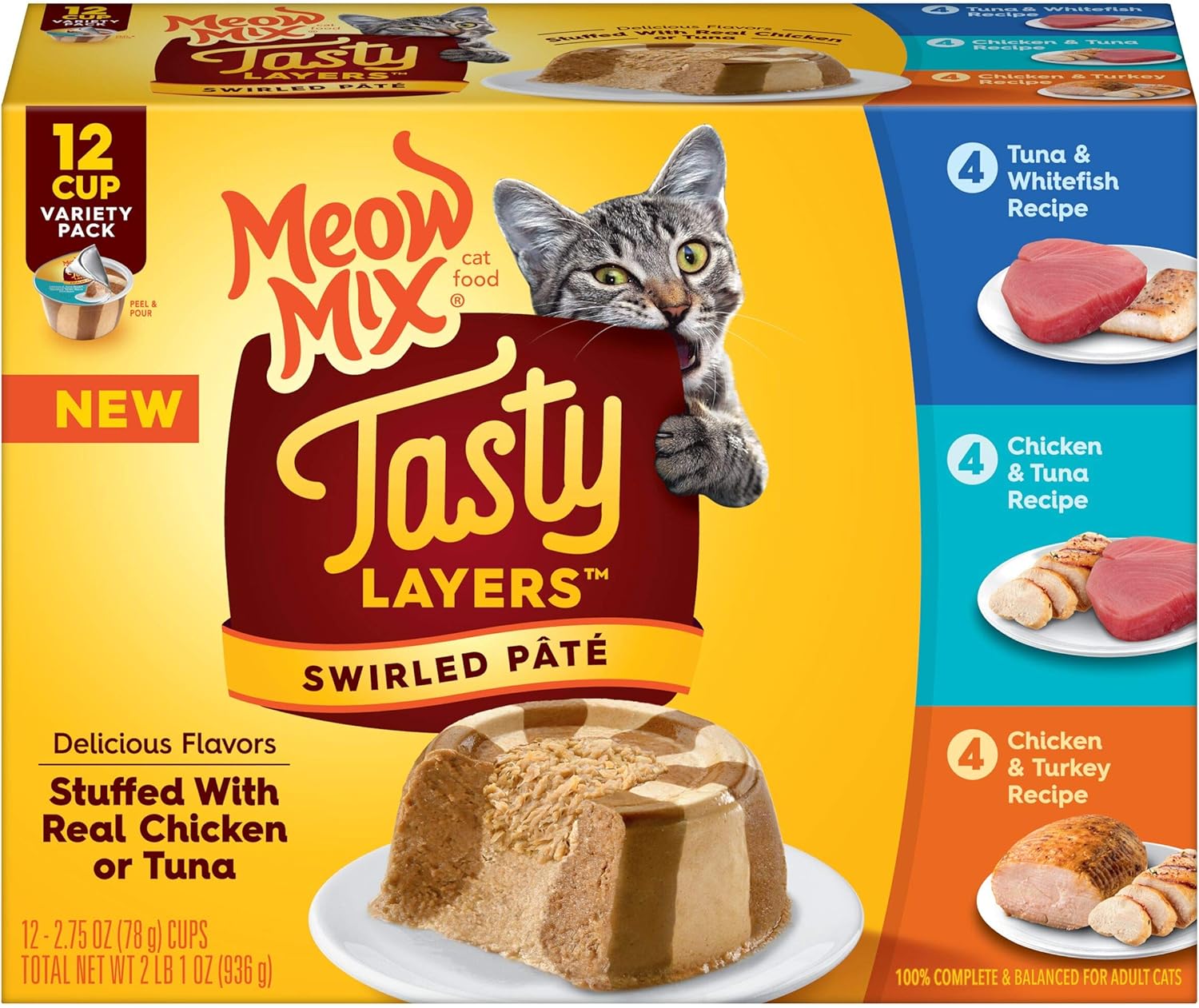 Meow Mix Pate Wet Cat Food, 2.75 Ounce Cups