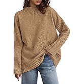 PRETTYGARDEN Casual Long Sleeve Oversized Sweaters for Women 2026 Loose Mock Neck Pullover Sweater Ribbed Knit Fall Clothes