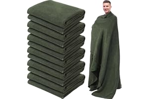 Preboun 6 Pcs First Aid Fire Retardant Blanket Military Blanket 60" x 80" Survival Blanket for Camping Emergency and Everyday Use Fire Retardant Extra Thick and Warm Outdoor Bed Blankets (Olive Green)