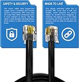 ASNQ High Speed RJ11 to RJ11 Cable 15m OFC PVC Flat Black view 3