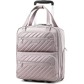 LUGGEX Underseat Carry On Bag, Grey Pink, 16" | Personal Item, Lightweight Soft-Sided Suitcase, Under Seat Travel Bag, Smooth Wheels, Short Trip Essential, UDK, UX-Core