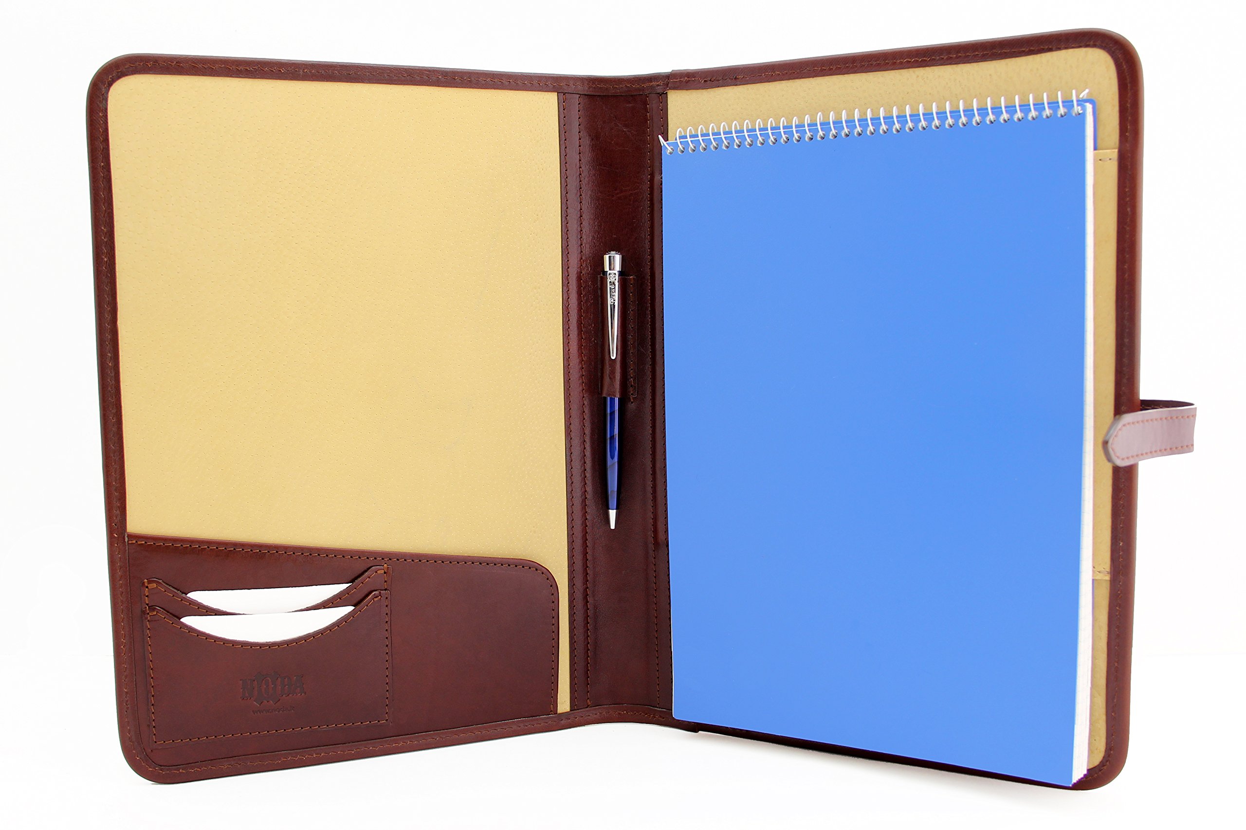 Brown Leather Business Padfolio – A4 Organiser for Lawyers & Legal Professionals – Premium Italian Leather Document Holder – Classic Design – Handmade in Europe
