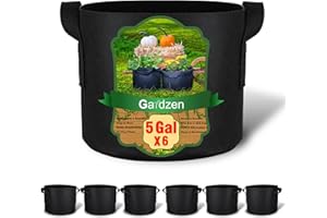 Gardzen 6-Pack 5 Gallon Grow Bags, Aeration Fabric Pots with Handles
