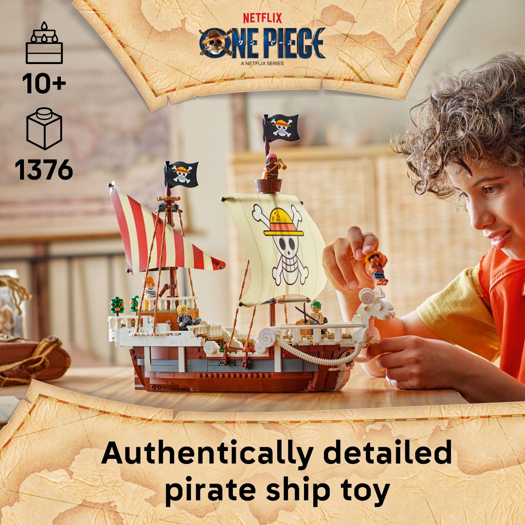 Lego ONE Piece The Going Merry Pirate Ship Building Blocks - Pretend Play Adventure Toy for Boys & Girls, 10+ - Straw Hat Crew Toy Figures & Playset for Anime Fans - Gift Idea for Birthdays - 75639