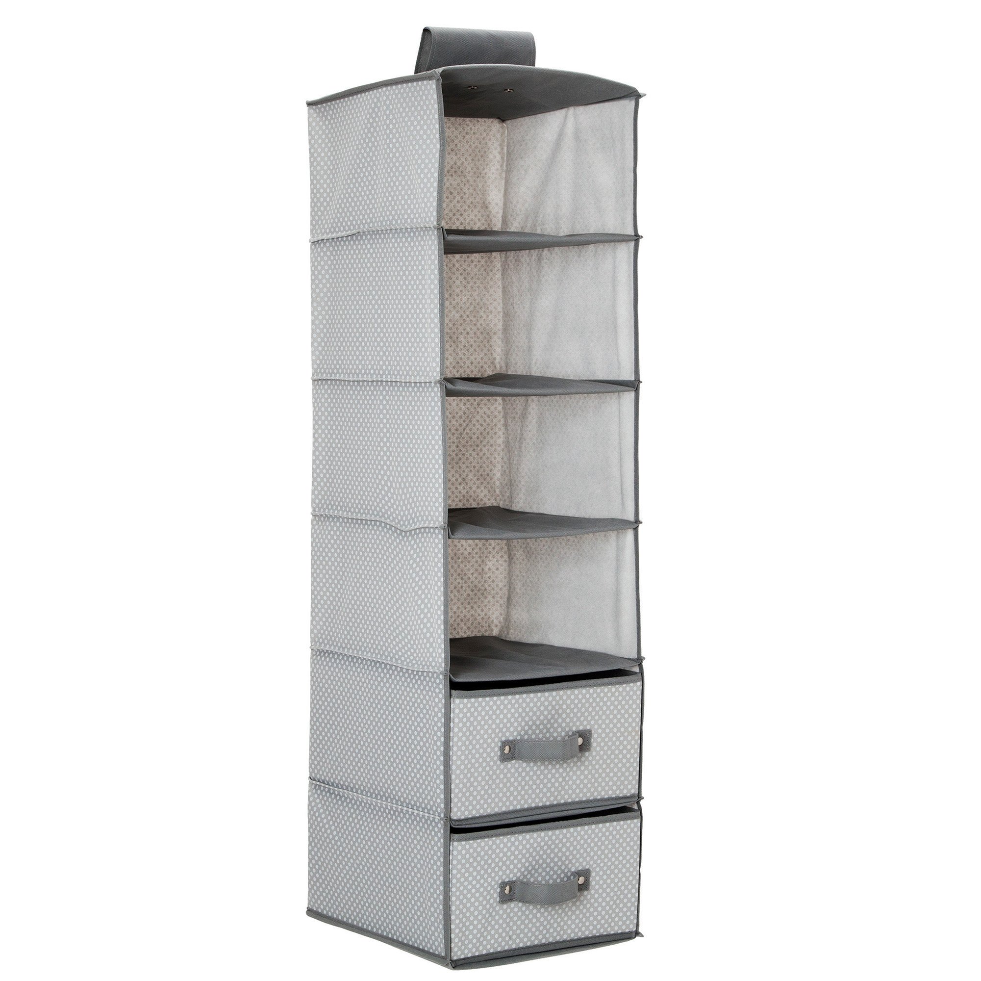 Delta Children 6 Shelf Hanging Wall Storage with 2 Drawers, Dove Grey