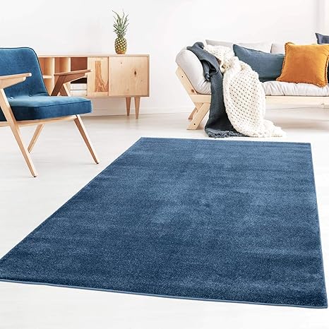 Taracarpet Kurzflor Designer Uni Teppich Extra Weich Furs Wohnzimmer Schlafzimmer Esszimmer Oder Kinderzimmer Gala Dunkel Blau 080x150 Cm Amazon De Kuche Haushalt