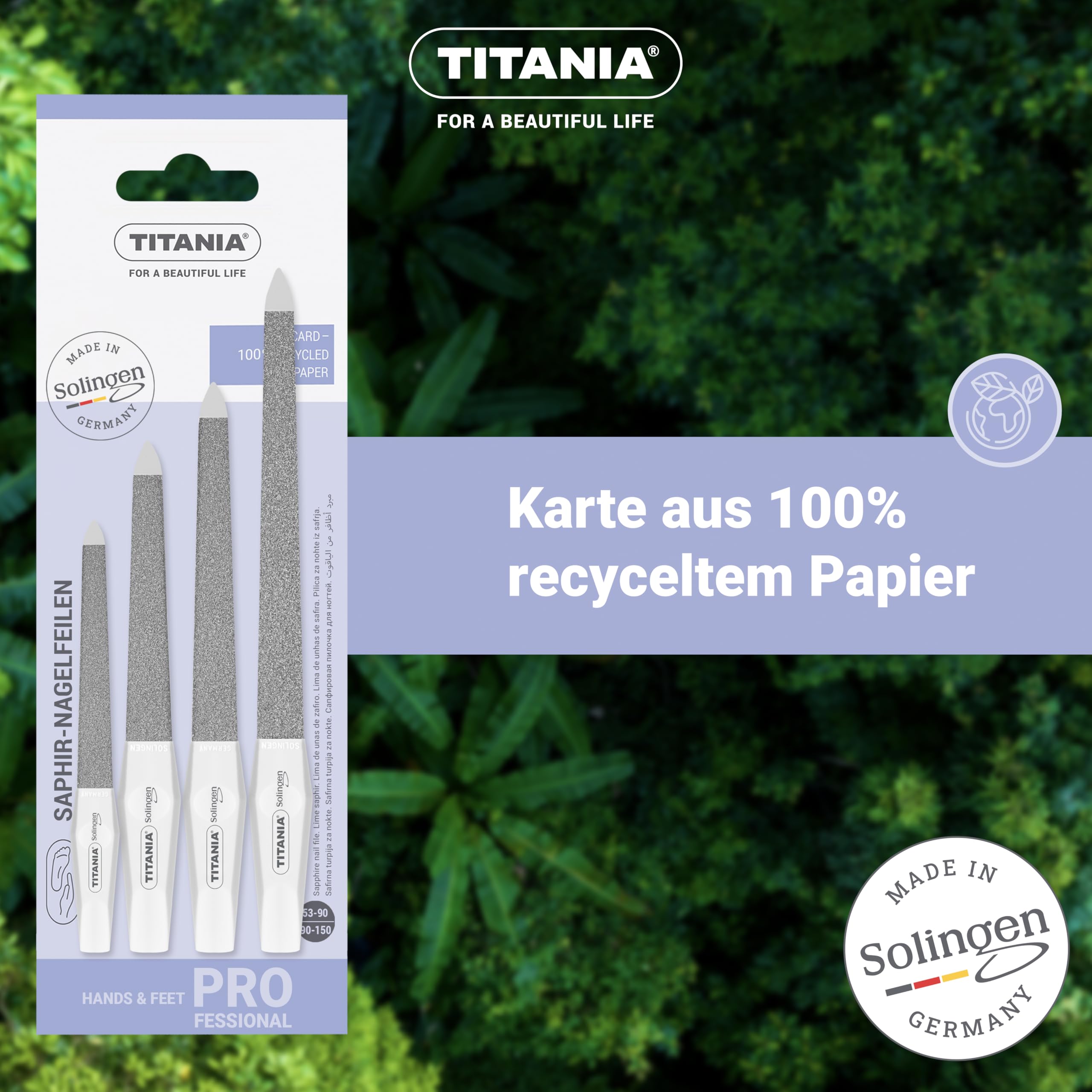 Solingen Profi Saphir Nagelfeilen Set - 4 hochwertige Solinger Feilen für perfekte Nägel, langlebig & präzise, ergonomischer Griff, Made in Germany 7