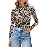 Womens Sexy Mesh Long Sleeve Shirts Fashion Clothing Turtle Necks Sheer Ruched Going Out Tops Fall Outfits Slim Fit Blouses