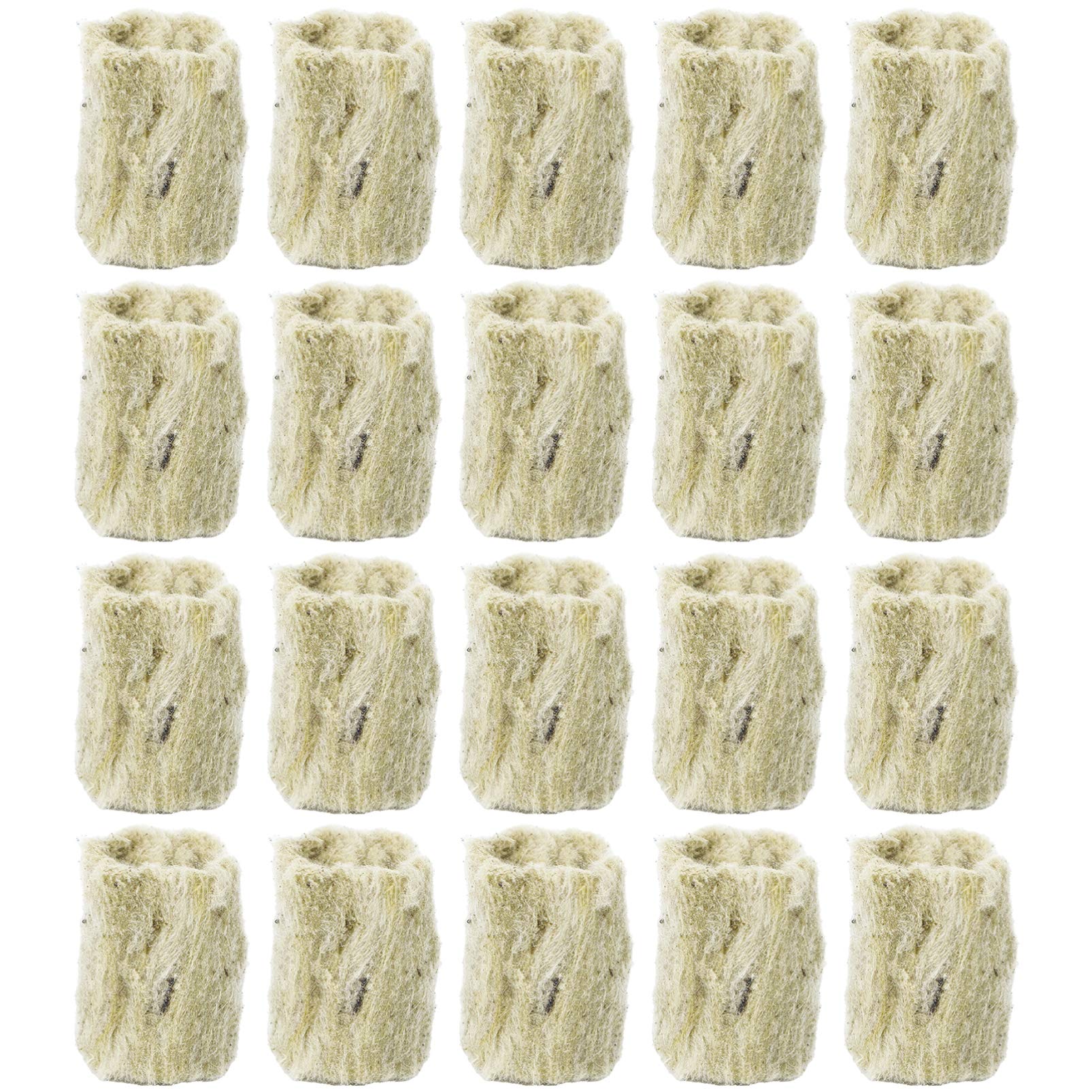 Cabilock 20pcs Rockwool Starter Plugs Agricultural Soilless Culture Cylindrical Hydroponic Cultivation Seedling Planting Tubes Blocks