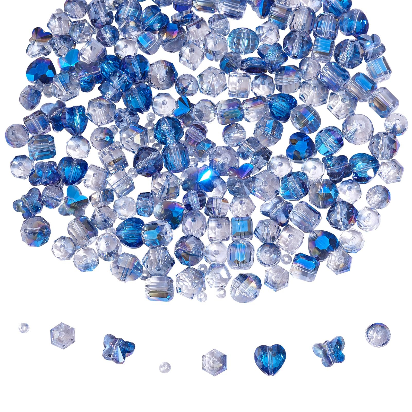 BEEFLYING 180pcs Assorted Glass Beads for DIY Jewelry Making AB Color Crystal Rondelle Beads Bulk Set for Bracelets Necklaces Earrings