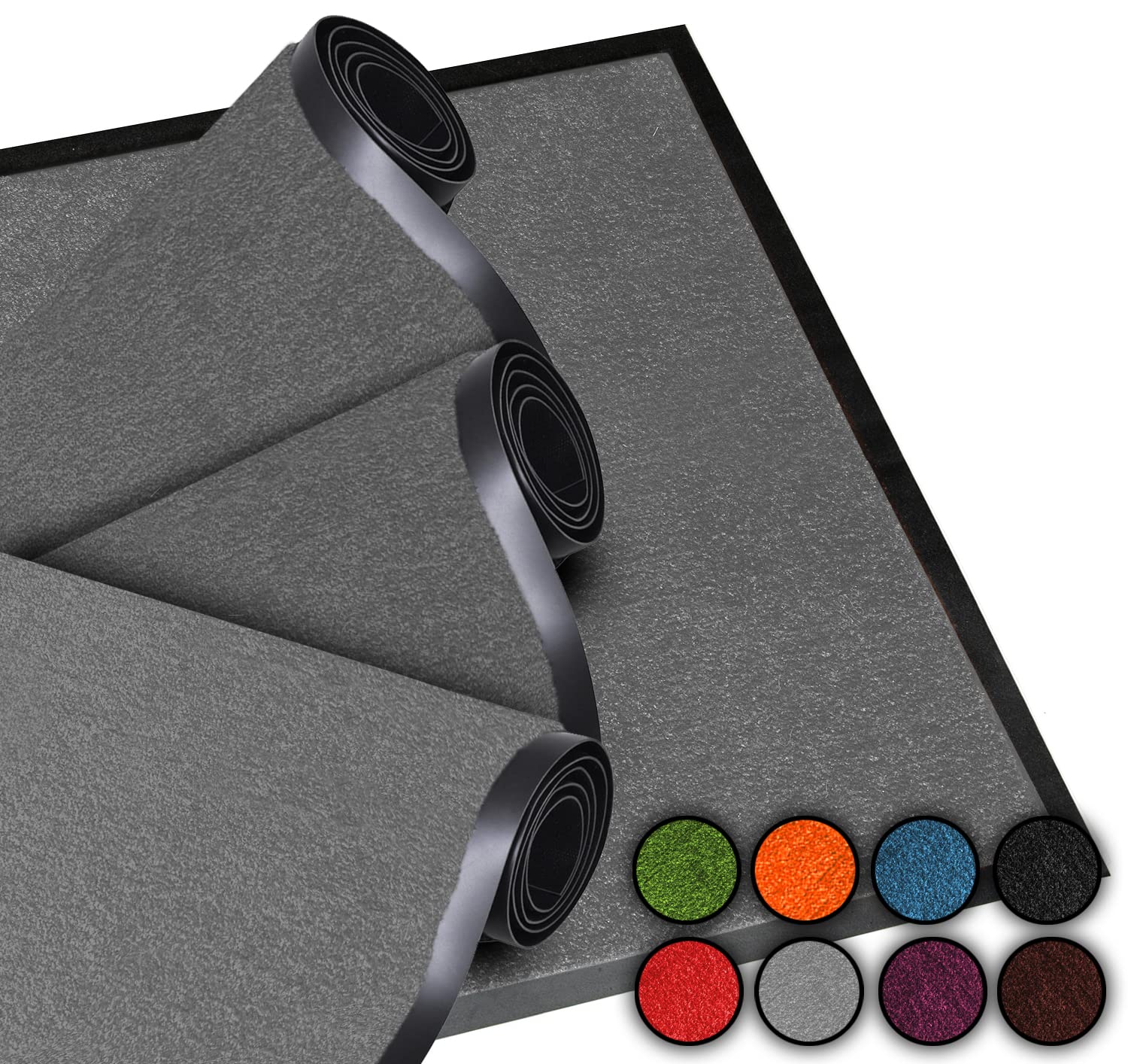 LucaHome – Entrance Doormat, 40 x 60 cm, Grey, 2 Units – Non-Slip Washable Rug for Entrance, Kitchen and Hallway – Outdoor and Indoor Doormat – Original Entrance Mats