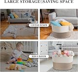 Maliton Large Cotton Rope Storage Basket 55x35cm 68L White Brown view 4